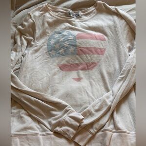 Wildfox Baggy Beach Jumper Sweatshirt - American Flag Heart - Large